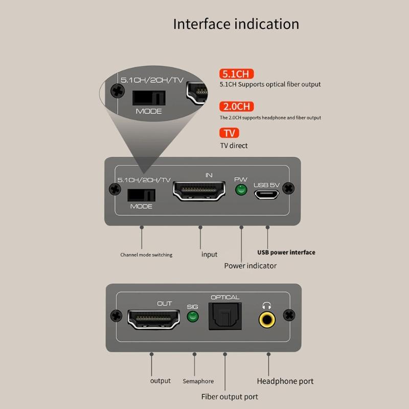 4K60Hz HDTV-compatible Auditory Extractor Converter To 3.5mm Adapter Supports HDR10 And 18Gbps Bandwidth