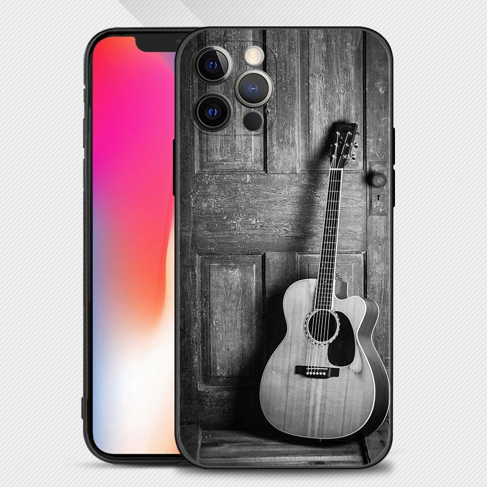 Music Instrument Guitar Piano Case For Apple iPhone 13 12 11 Pro Max Mini XS Max XR X 7 8 Plus 6 6S SE 2020 Cover Silicone Shell
