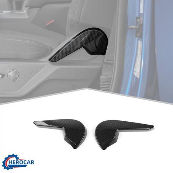 2x Carbon Fiber Inner Seat Adjustment Handle Cover Trim for Ford F150 2015-