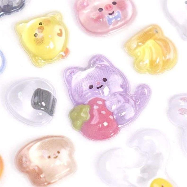 3D Embossed Cartoon Animal Gem & Fairy Stickers - Cute Decorative Crystal & Diamond Shell Design for Kids 3D Embossed Stickers