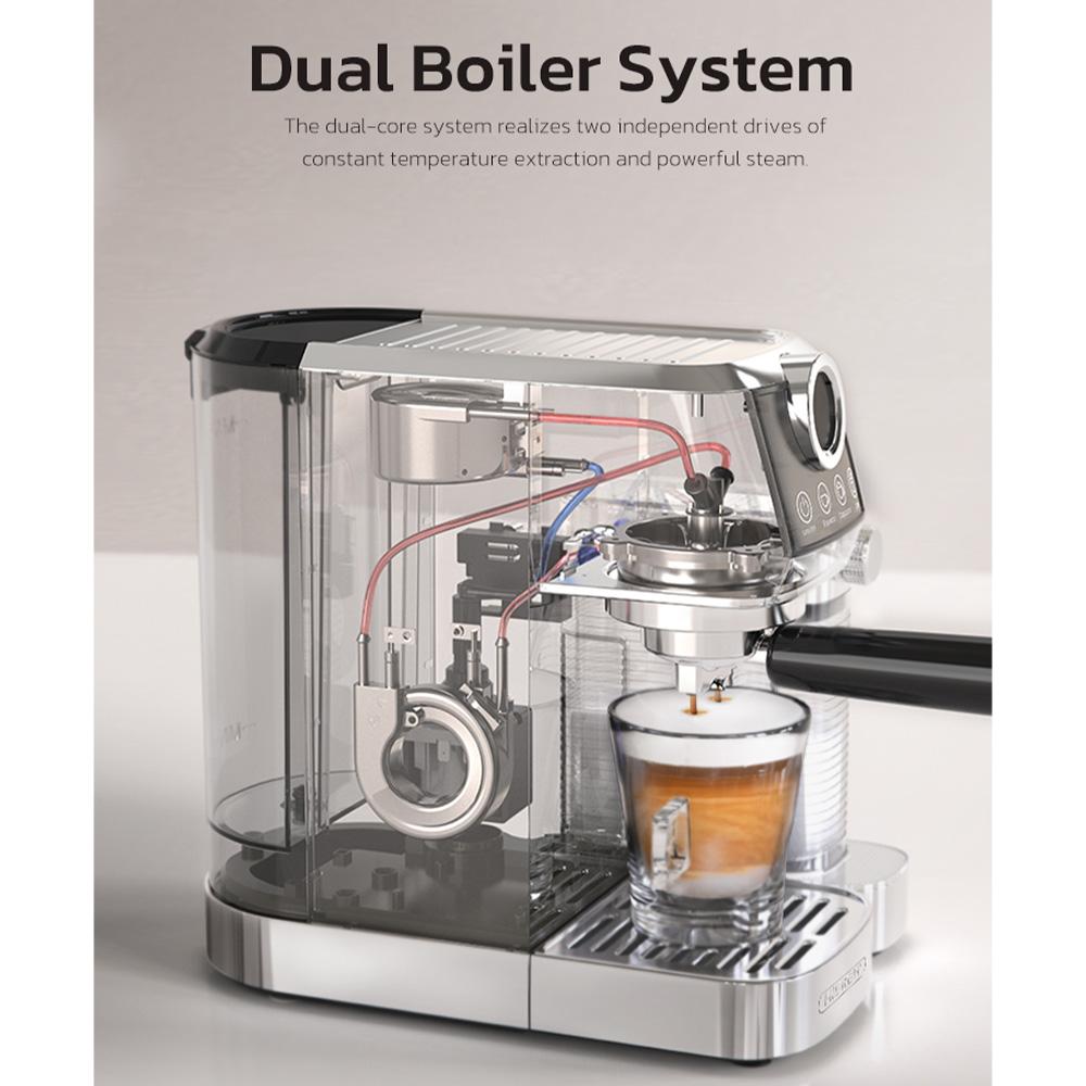 Máquina de Espresso Semi-Automática HiBREW H13A 20Bar de Alta Pressão com Duplo Caldeira, Tanque de Leite Removível, Sistema de Espuma de Leite Automático One-Touch.