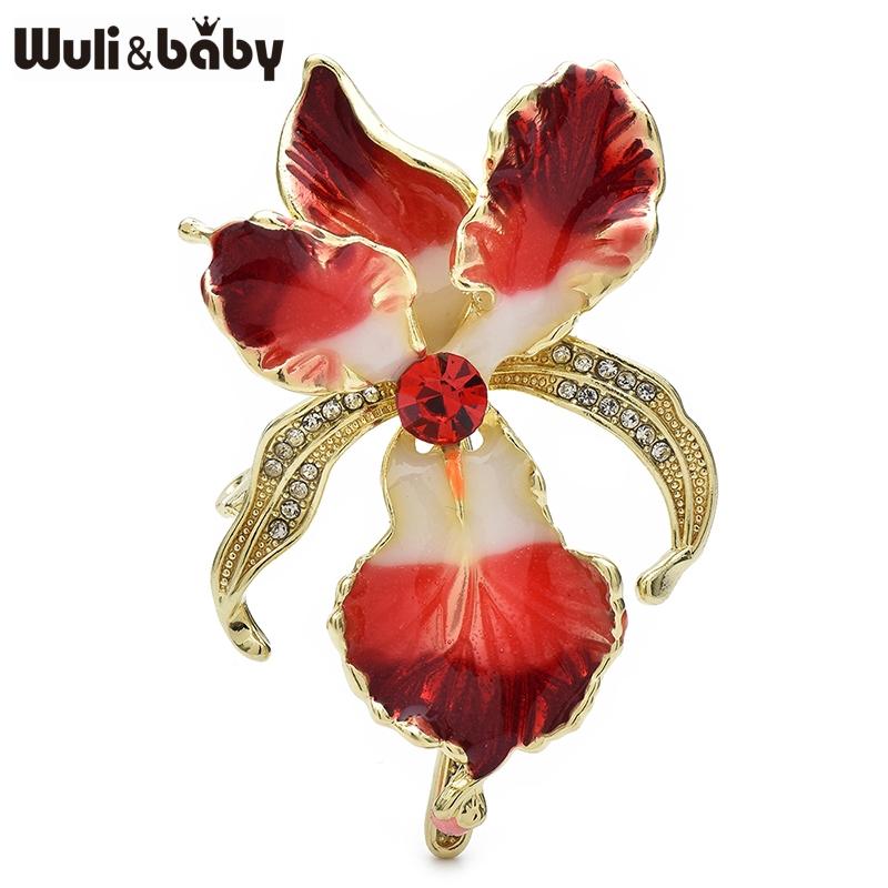 

Wuli&baby Elegant Enamel Orchid Flower Brooches Beautiful Women s Clothes Bag s Plants Brooch Pins Gifts красный