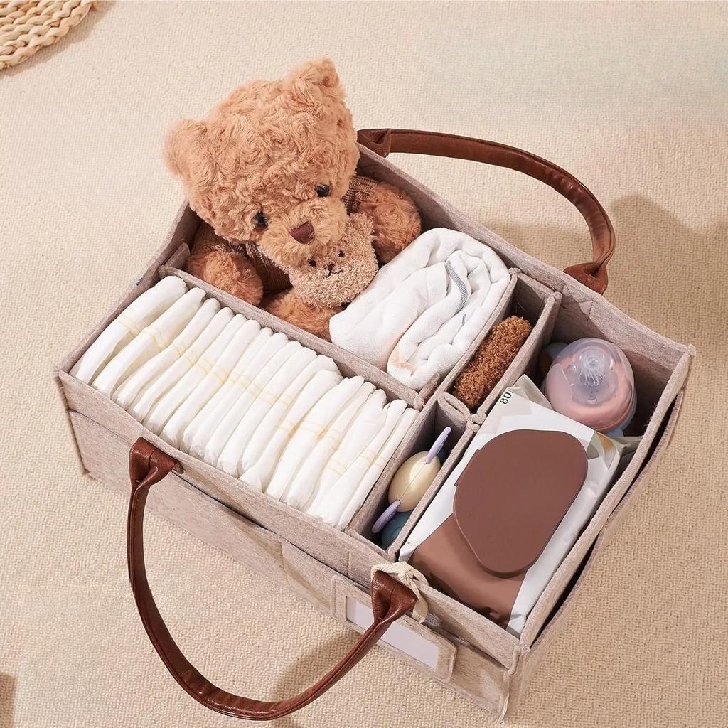 Baby-Filz-Aufbewahrung, Kinderzimmer-Organizer, Korb, Säuglings-Wickeltasche mit Griff, Caddy, Wickelwindel, Kinder-Aufbewahrungsträger, große Tasche