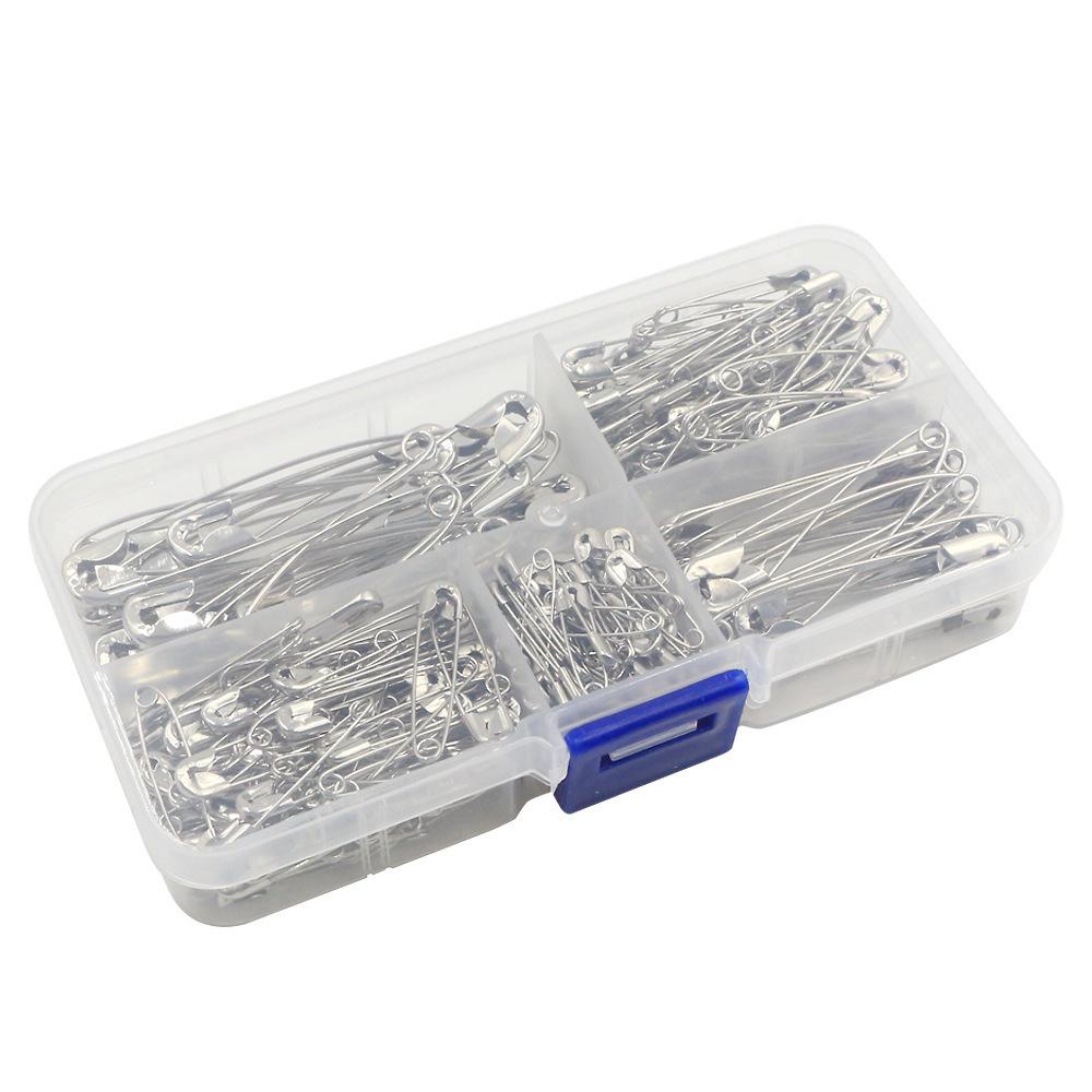 Handcrafted Silver Nickel-Plated Safety Pins: 260-Piece Set In 5 Sizes for DIY Clothing Fastening & Small Brooches.
