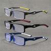 Sport Style Non-Prescription Reading Glasses Anti-Blue Light Rectangular Full Rim Eyewear, PC Frame Material