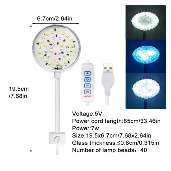 Verstelbare Vis Tank Verlichting Aquarium Landschapsverlichting 360 Graden Verstelbaar Eenvoudige Bediening Waterdicht Universele Klem Vis Tanks Lamp 7W wit