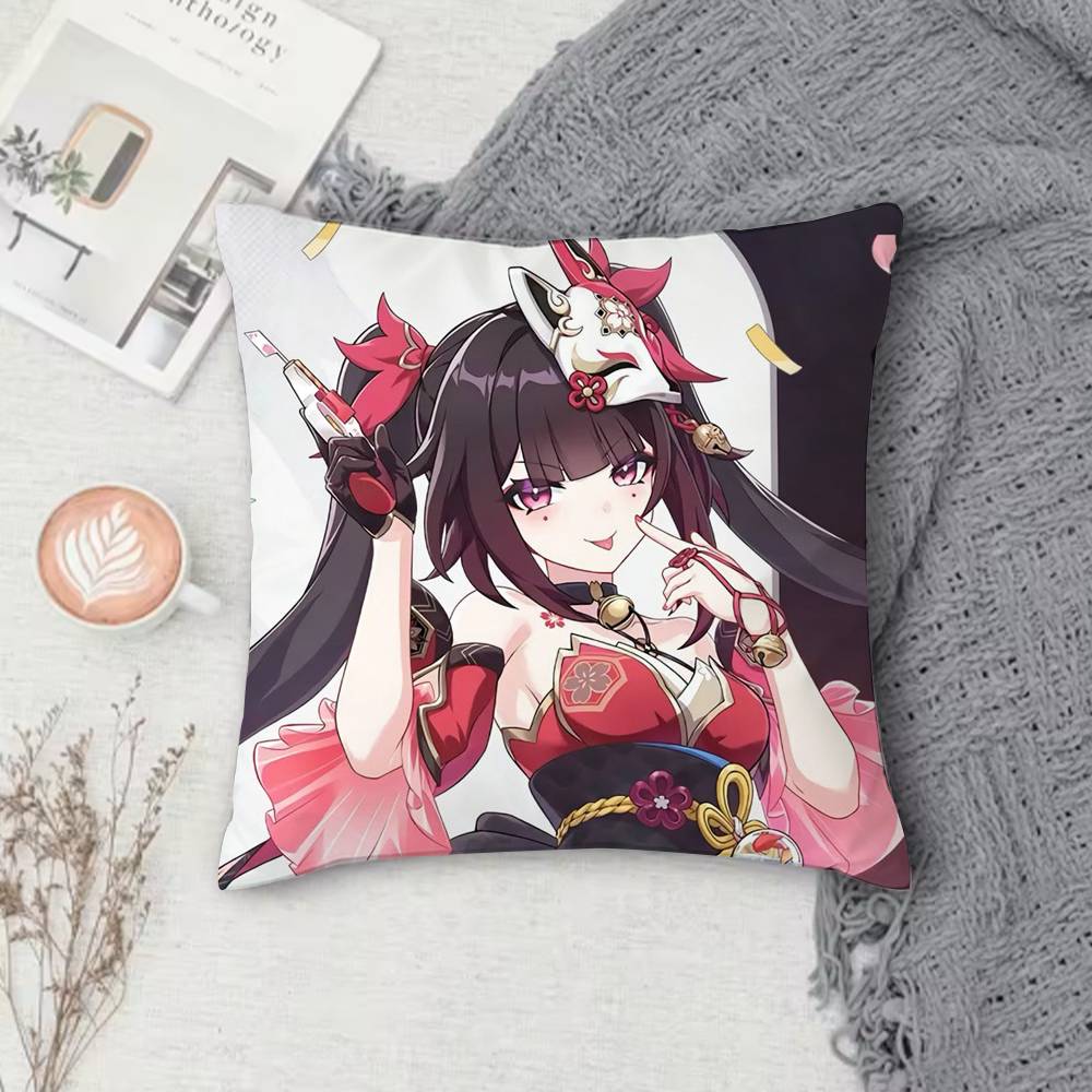 Honkai Series Anime Game Doublesided Printed Square Pillow Cover Decorative Cushion Cover for Sofa Bedroom Bedside