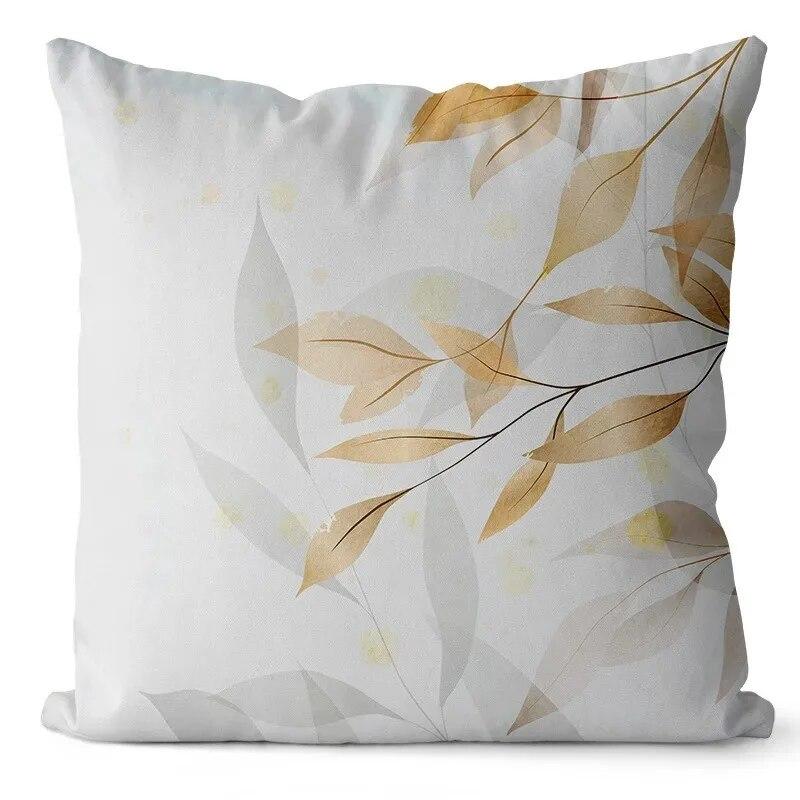 45x45 Cm Ginkgo Print Cushion Cover for Living Room Sofa Bedroom Home Decoration Square Polyester Pillowcase Waist Pillow Cover