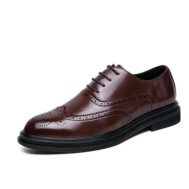 Fashion 2025 Trendy New Men's Leather Casual Shoes Retro Brown Brogue Shoes Luxurious Banquet Men's Formal Shoes High-end Quality