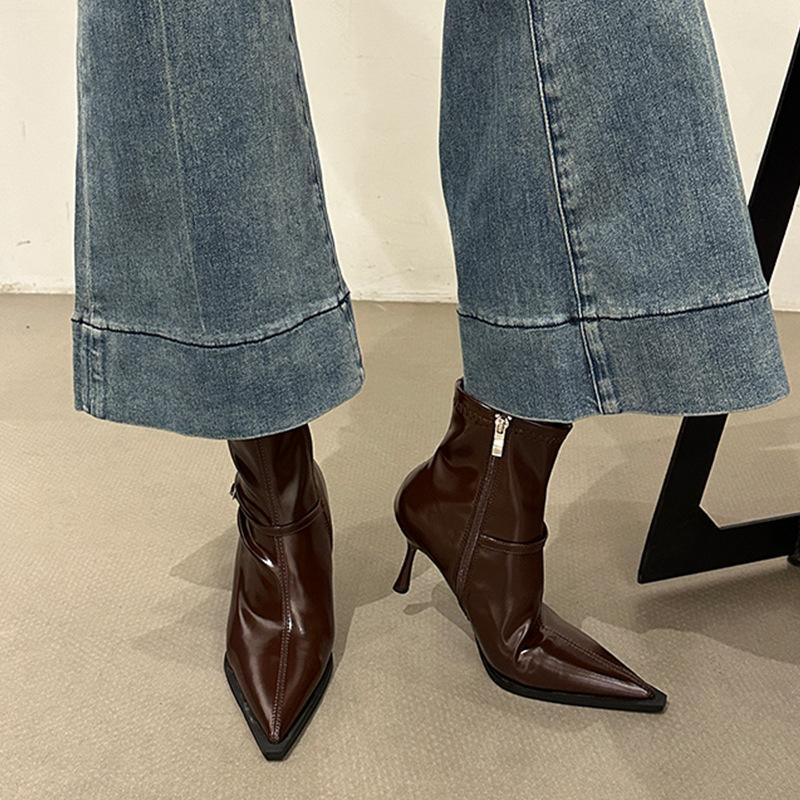Pointed Short Boots Women's Season Martin Boots Boots High Heels Women's Boots Skinny Boots Skinny Heel Short Boots