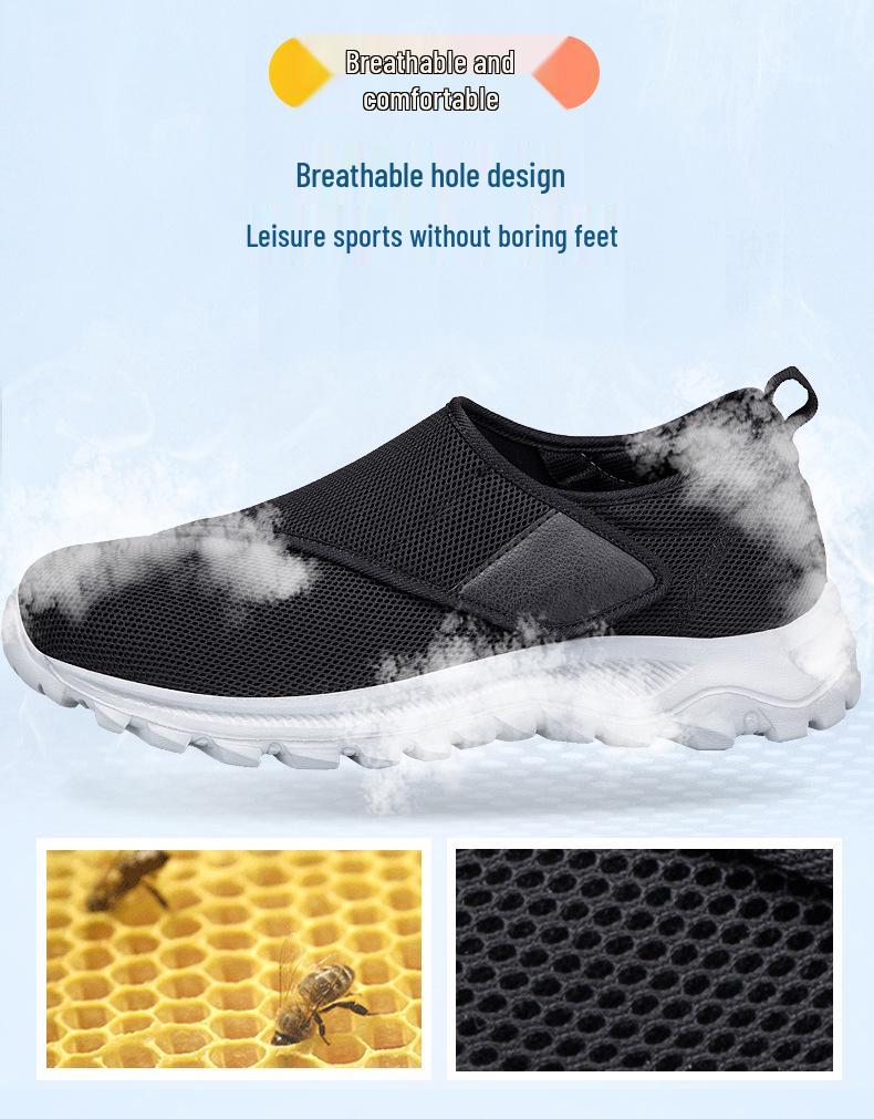 Herrskor för återhämtning av svullna fötter - Pappaskor med enkelspänne för seniorer