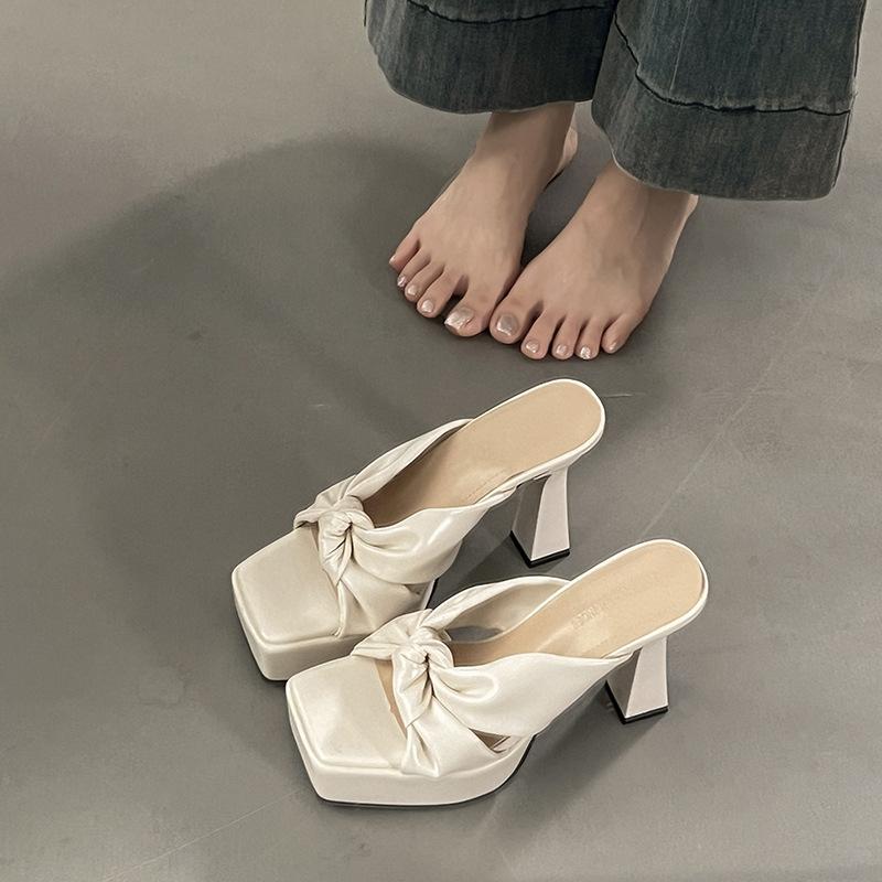 Internet celebrity explosion fairy style high heel slippers women's summer wear 2025 new models with skirts heightening cool slippers