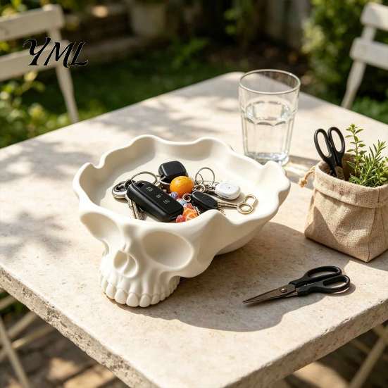 Multipurpose Display Tray Skull Catchall Tray, Vintage Resin Storage Bowl for Keys Rings Jewelry, Gothic Unique Plate Earrings Jewelry Box, Nightstand