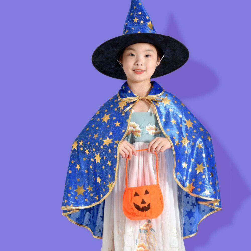 Star Kids Halloween Cloak Sets Multicolor Halloween Costumes Witch Cloak Cape with Hat  Girls