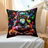 1pc Gaming Gorilla Square Pillowcase, Polyester Material, Zippered Machine Washable, Soft Short Plush Cushion Cover, Single-Sided Print, Suitable for