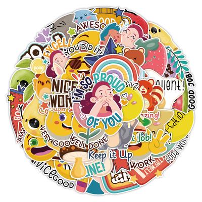 50 Student Reward Stickers Laptop Mobile Phone Computer Decoration Stickers Waterproof Creative Children Cartoon Stickers