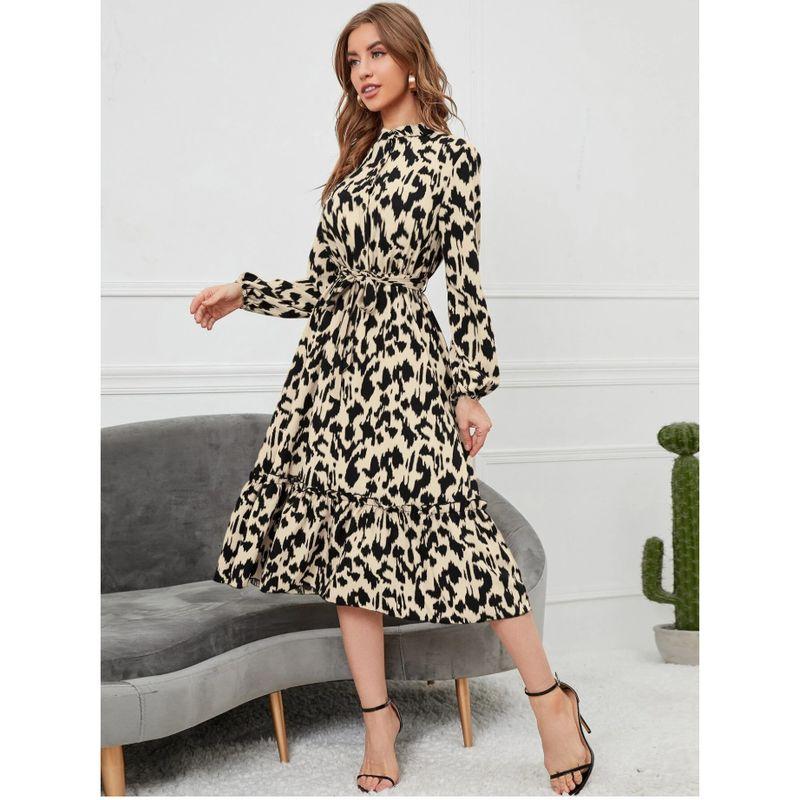 Dress Single-Breasted Lace Up Mandarin Collar Dress