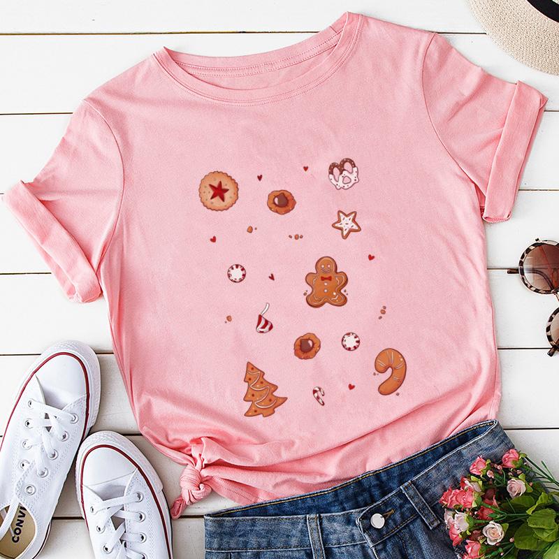 Women Cookies for Santa New Year Female Womens Clothes T Tee Shirt Tshirt Cartoon Print Merry Christmas Ladies Top Tshirt