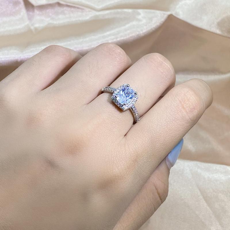 New Classic Square White Zirconia Ring Female 925 Stamp Fashion Party Wedding Proposal Jewelry Gift