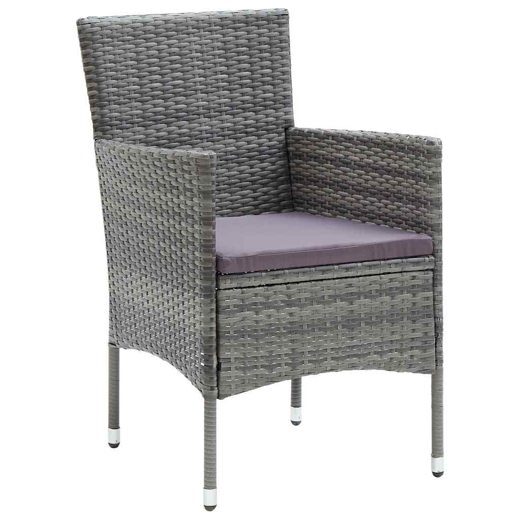Garden Dining Set with Cushions 9 pcs Grey Poly Rattan