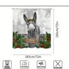 1Pc Festive Farmhouse Holiday Bath Drape With Humorous Donkey Design, Durable Polyester Woven Washable Bath Accessory, Includes