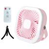 Portable Camping Fan with LED Lamp Tripod Rechargeable Tent Fan Lightweight 4000mAh Desk Fan for Outdoor Camping Pink