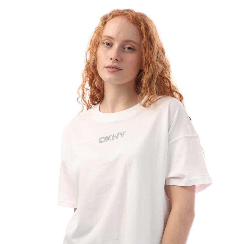 DKNY Womens/Ladies Rhinestone Logo Crop Top