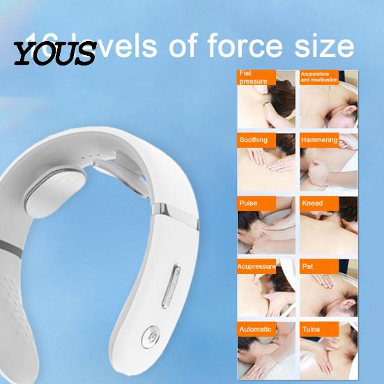 Hands Free Neck Massager Portable with Heat, Electric Massage Device for Pain Relief, 10 Modes Rechargeable & 16 Intensity Levels, Lightweight