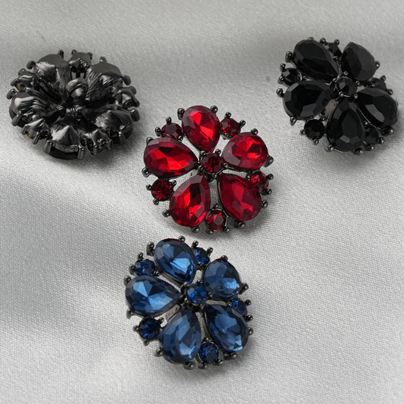 Designer Rhinestone Flower Buttons Hollow 3Pcs 15mm 21mm 25mm DIY Craft Accessories For Home Sewing Projects