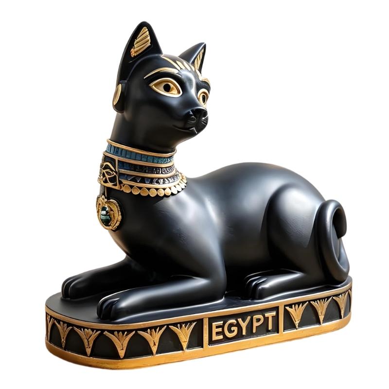 Altes Ägypten Harz Katzen Göttin Bastet Figur für Regal Styling, Indoor Dekorative Statue für Schreibtische und Vitrinen