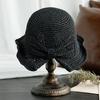 Straw Hat Bowknot Decor Wide Brim Foldable Summer Hat Sun Protection Lightweight Outdoor Travel Sun Hat Sunshade Accessory
