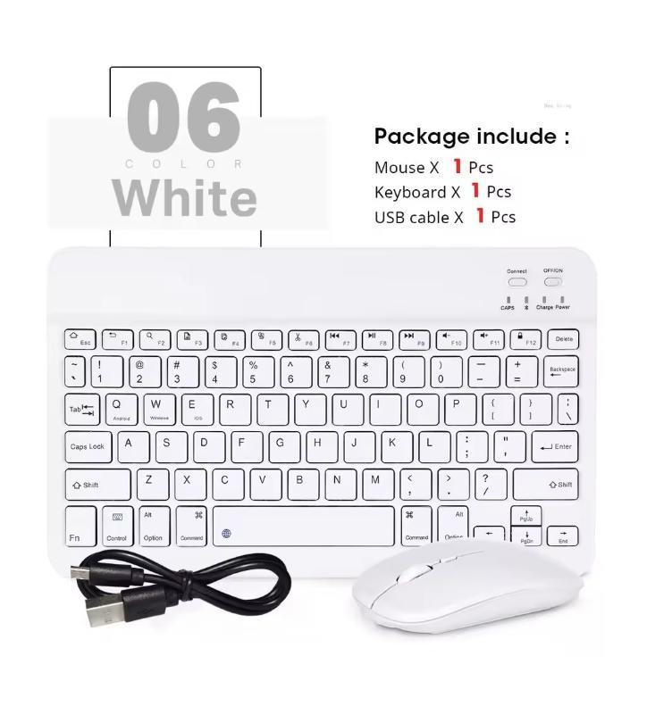 Hebrew Russian Korean Spanish Portable 10 Inch Wireless Keyboard and Mouse Set For iPad Samsung Huawei Tablet Laptop IOS Android