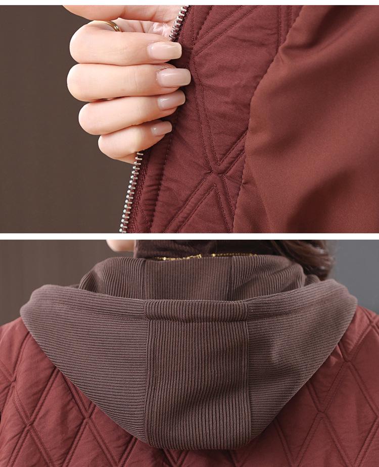 Damen 2024 Argyle Daunen Baumwolljacke - Kurzer Wintermantel, Kleine Größe, Oberbekleidung für Mütter