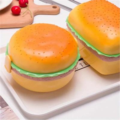 Niedliche Doppelschichtige Hamburger Lunchbox Lebensmittelqualität Student Kinder Lunchbox Mikrowellenheizbar Bento Boxen Outdoor Lebensmittelverpackung