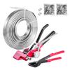 Steel Banding Strapping Kit, Heavy Duty Banding Sealer Tool with 60 M Binding Straps, 200 Metal Clasps, Manual Pallet Packaging Strapping Kit for