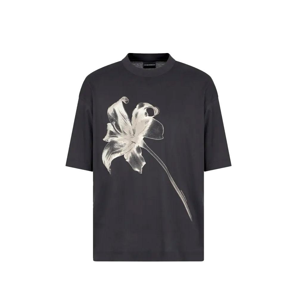 

Emporio Armani FW24 Floral Print Crew Neck Short Sleeve T-Shirt Men tops Black EM00146-0AF1001-7U8168 XS