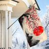2D Flat, 1pc 2D Flat Decorative Flag, Ink Wash Landscape with Red Sun and Cherry Blossoms Pattern, New Chinese Style Art Hanging Flag, for Home Living
