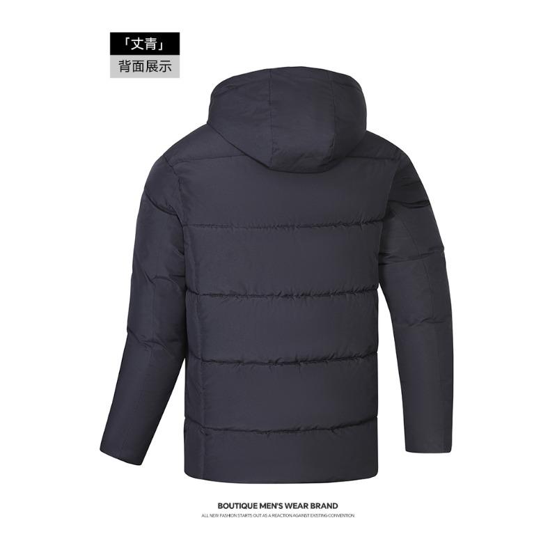 Men's Thick Padded Hooded Down Jacket Windproof Warm Winter Outerwear Black