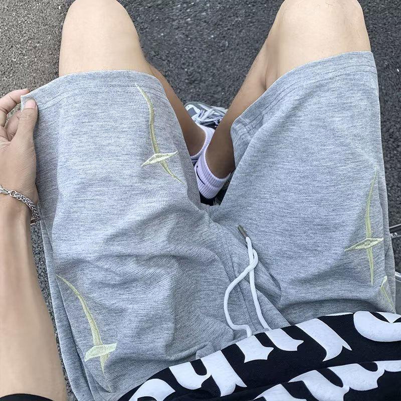 

Спортивные штаны Молодежная мода Тренд Прямые модные брюки с пятью точками Летняя волна Свободные мужские повседневные брюки 5XL серый