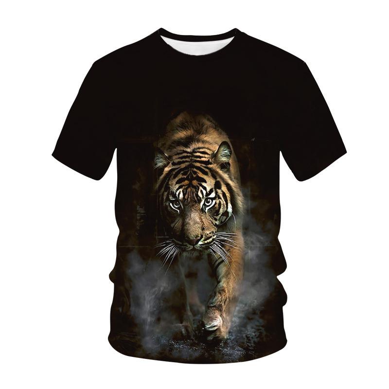 Summer Casual Men's T-shirt Animal Print 3D T-shirt Men's Round Neck Short Sleeved Comfortable Plus Size Fashionable T-shirt