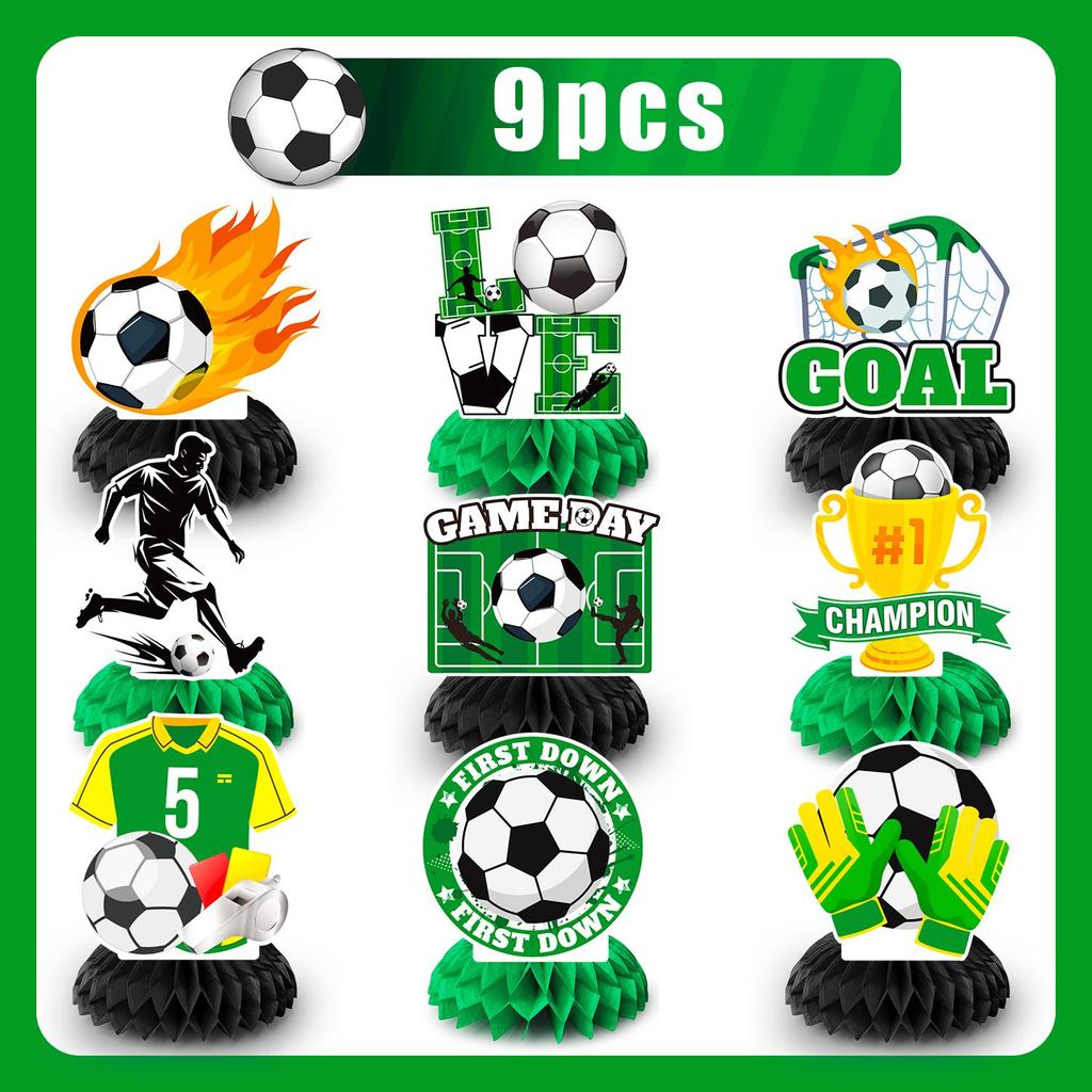 Soccer Honeycomb Centerpieces, 9 Pcs Soccer Ball Honeycomb Centerpiece 3D Centerpieces for Table for Soccer Birthday Party Decorations