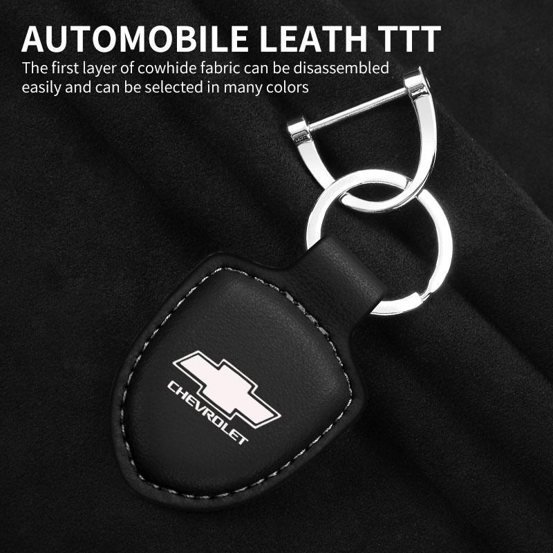 AABHN1 Car Shield Leather Keychain Key Ring Pendant Holder Gift for Chevrolet Accessories