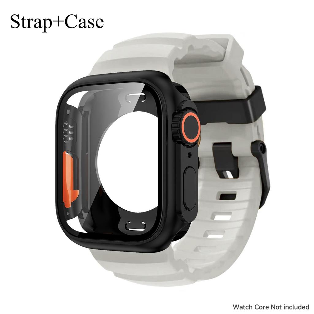 Silicone Strap For Apple Watch 44mm 45mm 46mm Bracelet+Screen Protectores Change To Ultra For iWatch Series 11 10 9 8 7 SE 6 5