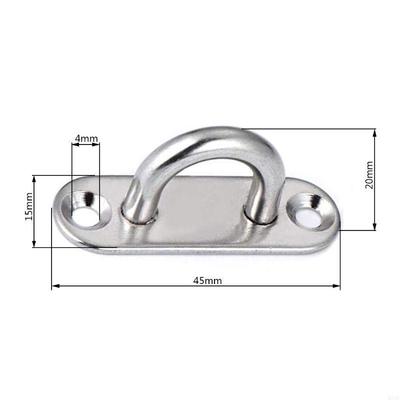 2025 New 6Pcs 5mm Boat Yacht Fixing Buckle Stainless Steel Eye Plate Oblong Oblong Pad Eye Plates Ceiling Wall Mount U Hook