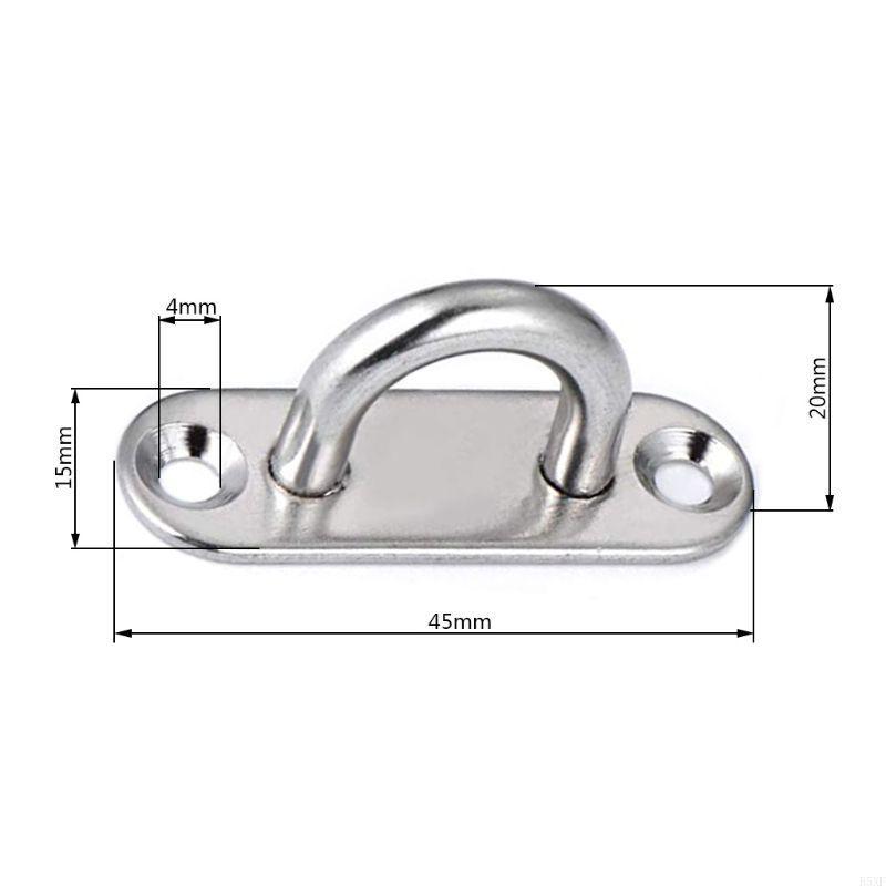 2025 New 6Pcs 5mm Boat Yacht Fixing Buckle Stainless Steel Eye Plate Oblong Oblong Pad Eye Plates Ceiling Wall Mount U Hook