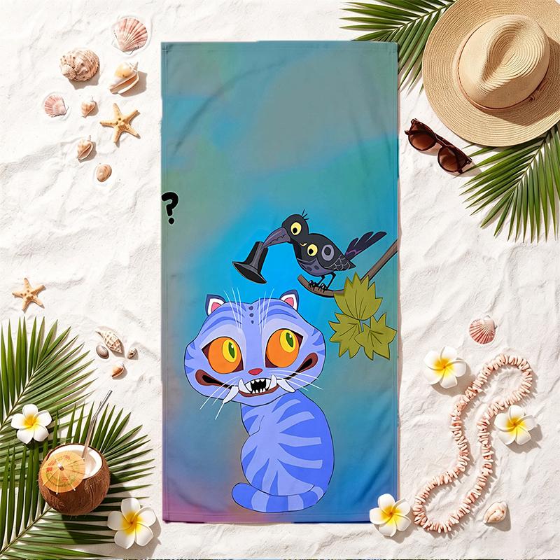 Derpy Tiger Soft Beach Towel Stylish Beach Pool Towel for Summer Seaside Vacation Travel