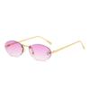 Frameless Oval Sunglasses with Zircon UV Resistant Cool Luxury Brand Design for Women and Men Fashion Trend