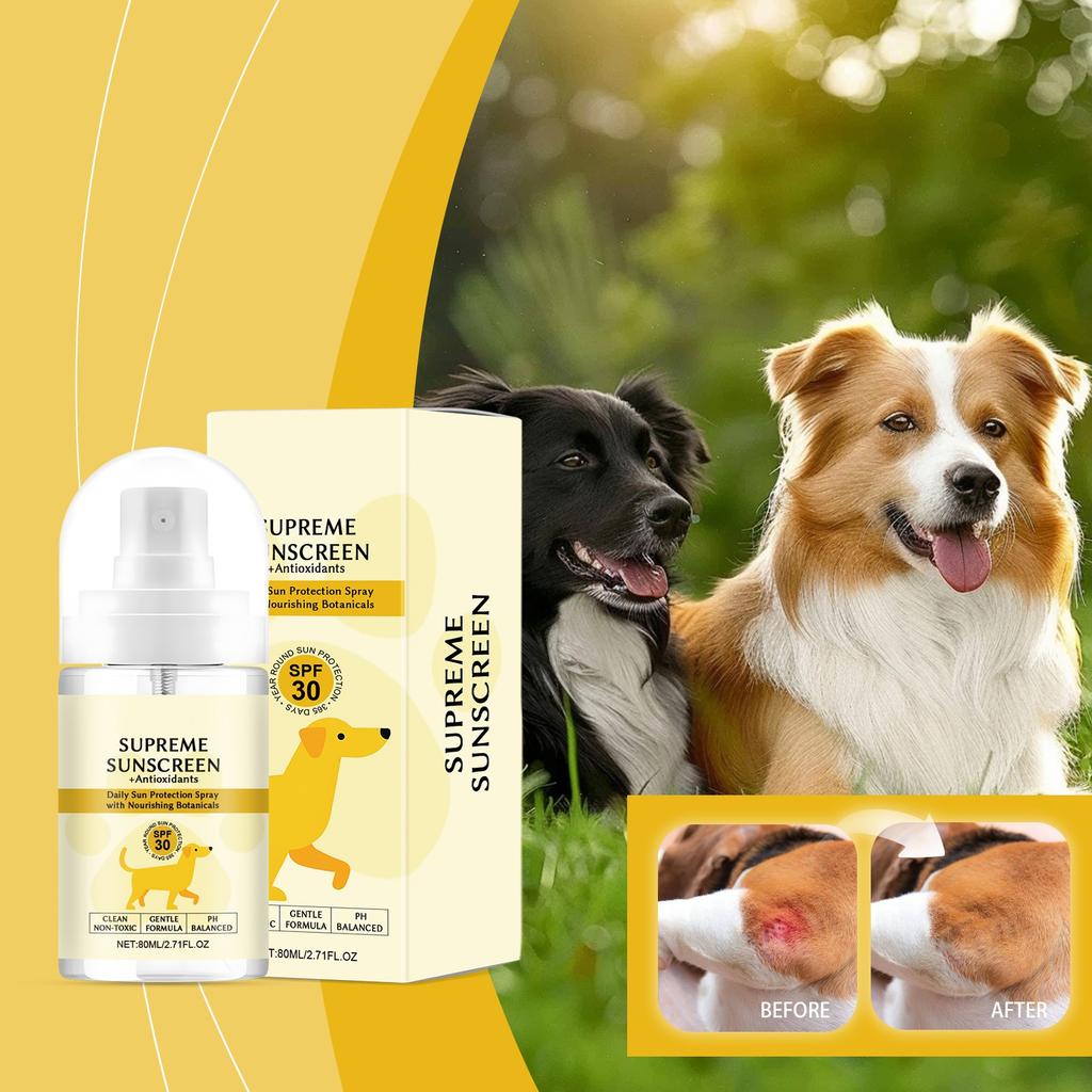 Pet Sunscreen Spray Dog Sunscreen Care Spray Waterproof Mild E Protects Skin 80ml