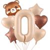 7pcs Cute Bear Balloon Set with 32 Inch Caramel Digital Aluminum Foil Balloon for Birthday Party Decoration Baby Shower Supplies