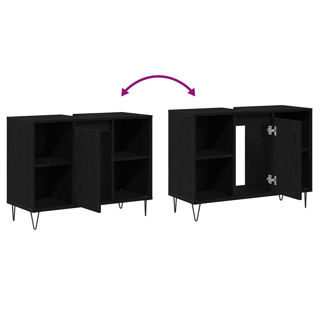Bathroom Cabinet with Door Black 80 x 33 x 60 cm Engineered Wood